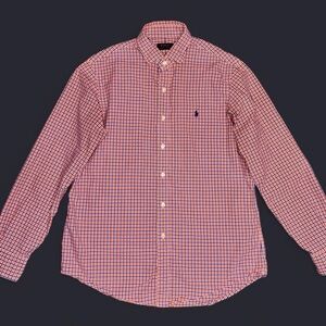 Polo Ralph Lauren Men’s Large Orange/Blue Plaid Cotton Button-Down